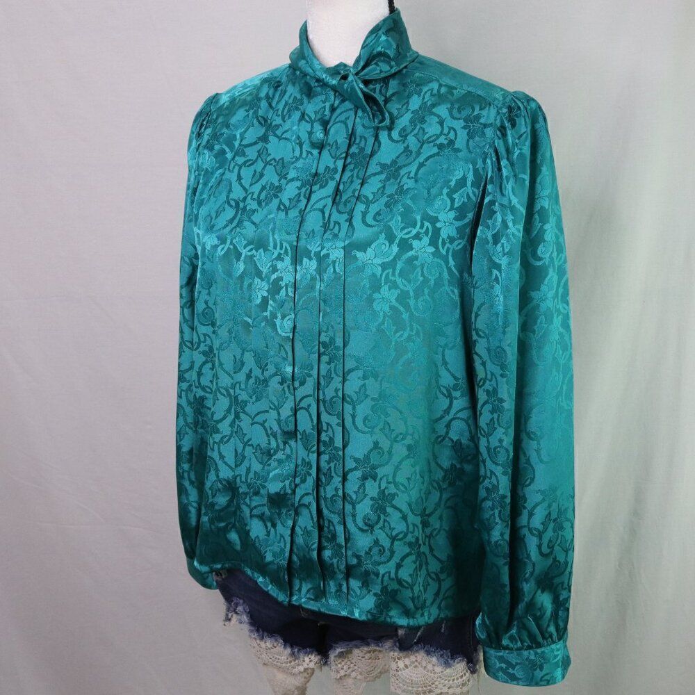 Vintage | 1980's Satin Button Up Shirt 6 Embossed